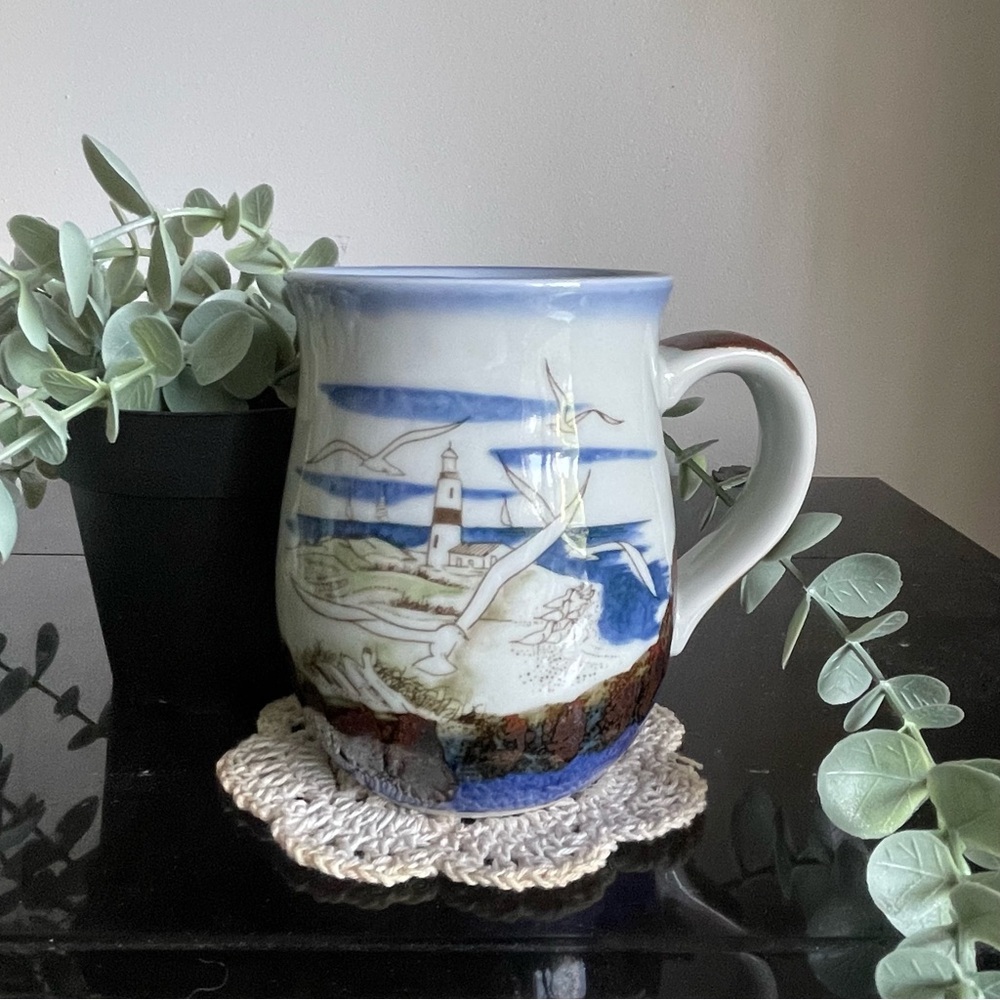 Vintage Otagiri stoneware Coastal Lighthouse Mug